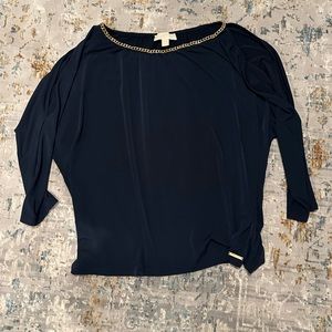 Michael Michael Kors Navy Blue Long Sleeve Blouse